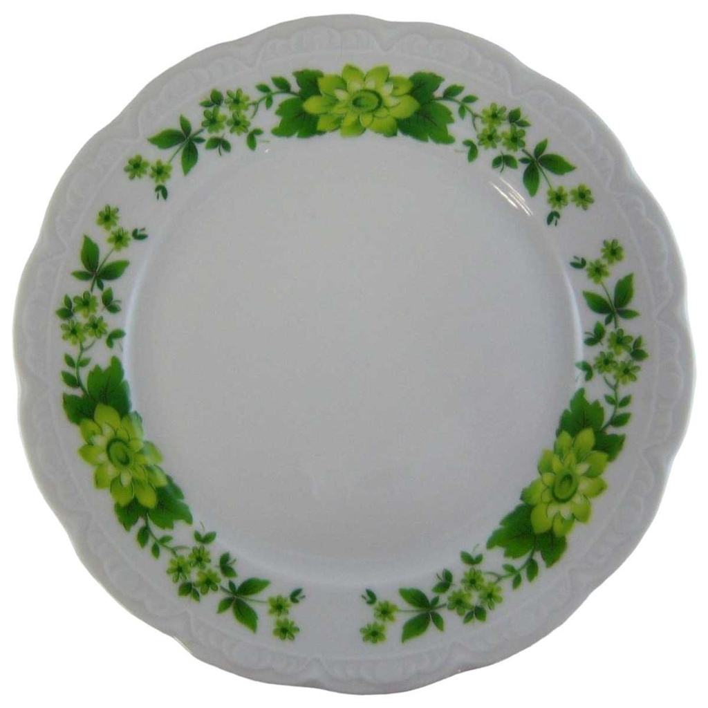 Kuchenteller Dessertteller Frühstücksteller 19,8 cm Mitterteich Form 100 grüne Blume gebraucht - sehr gut