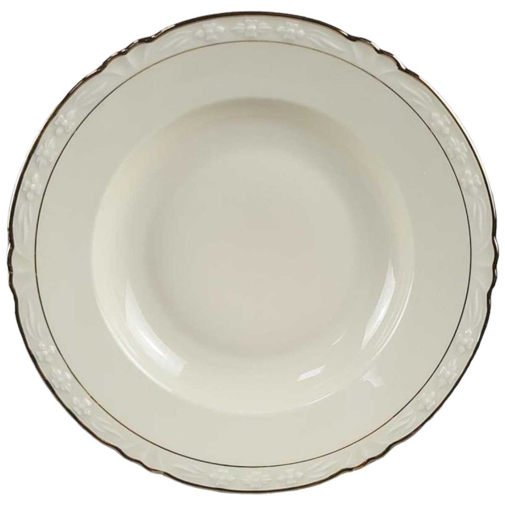 Suppenteller Goldrand 23,6 cm Winterling elfenbein Blumenrelief mit gebraucht - gut