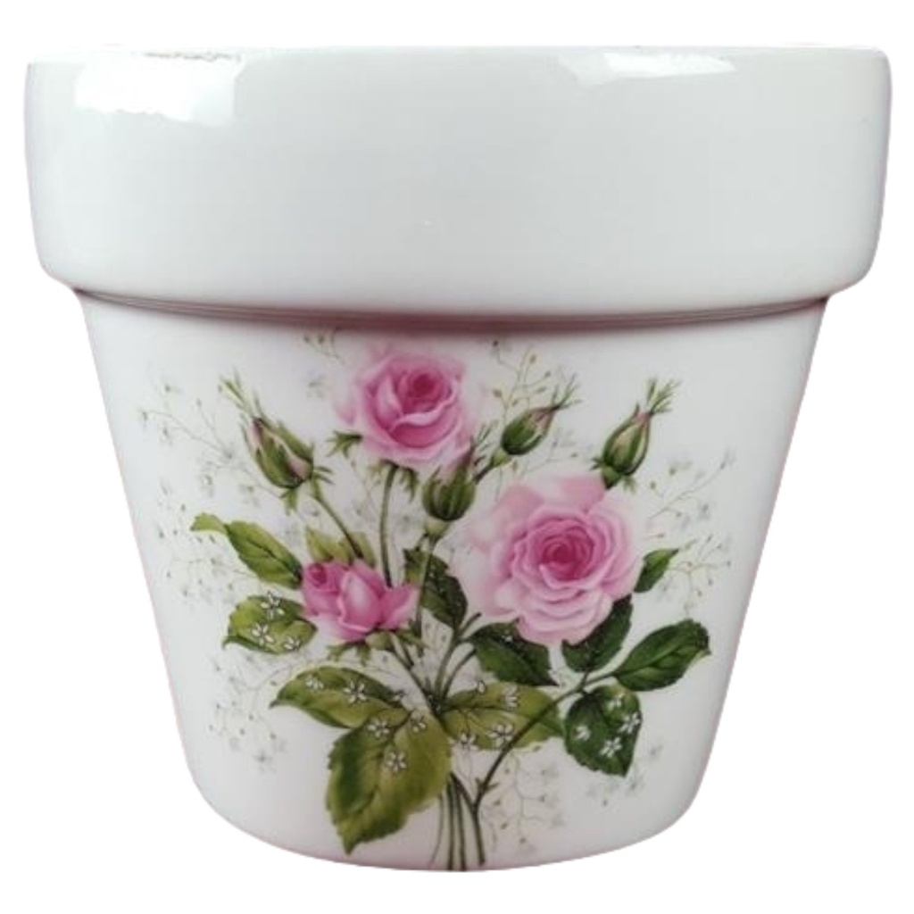Edite Par Gout De Ville Limoges rosa Rosen Blumenübertopf H 10,5 D 11,8 cm