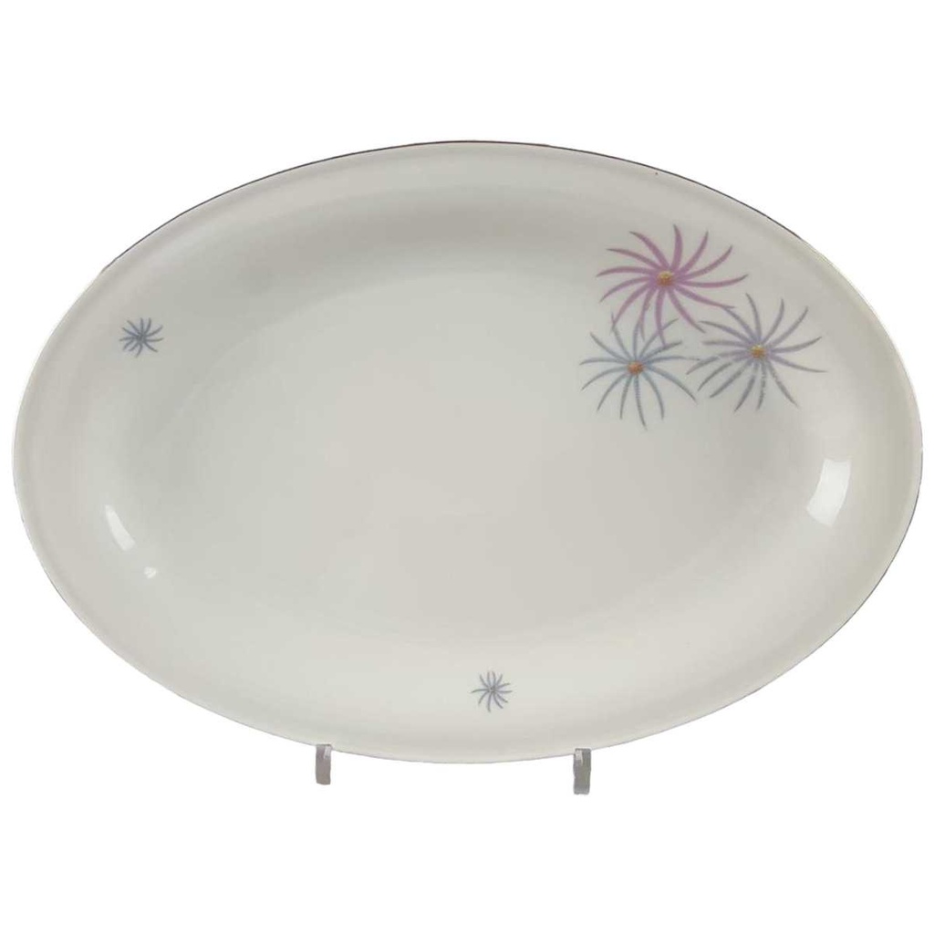 Servierplatte Steakplatte Goldrand 35,3x24,6 cm Tirschenreuth Dekor 1244 Elfenbein gebraucht - akzeptabel