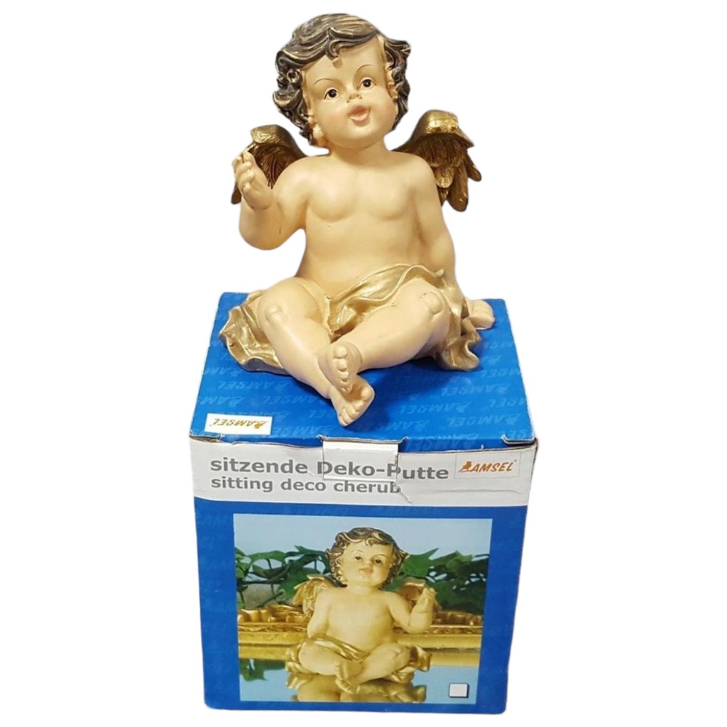 [45817918] Figur Skulptur Amsel sitzende Deko - Putte H 11 cm in OVP