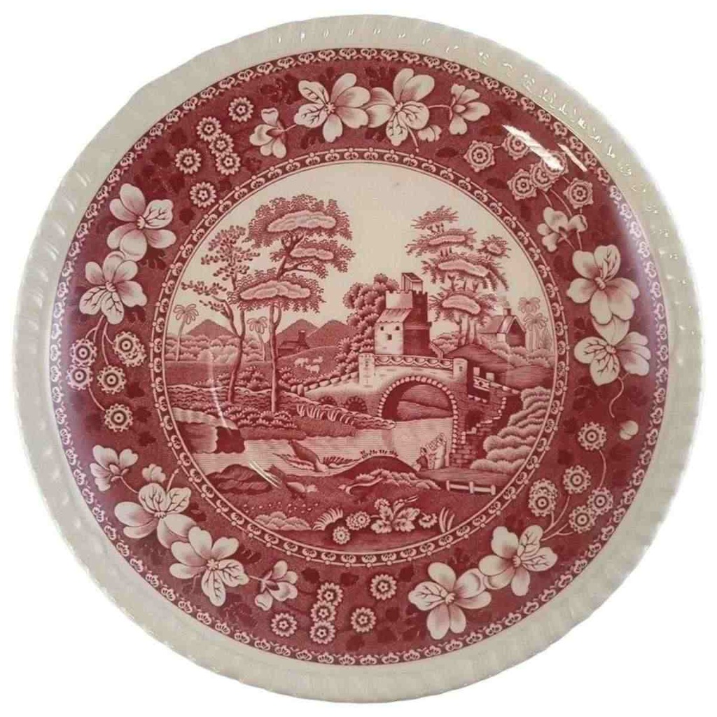 Untertasse für Suppe 17,9 cm Spode Copeland Pink Tower Rot gebraucht - gut