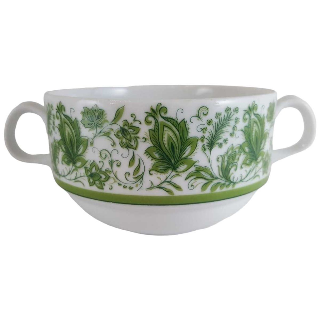Suppentasse Suppenbecher Bareuther Waldsassen Blumendekor grün Blumen gebraucht - gut
