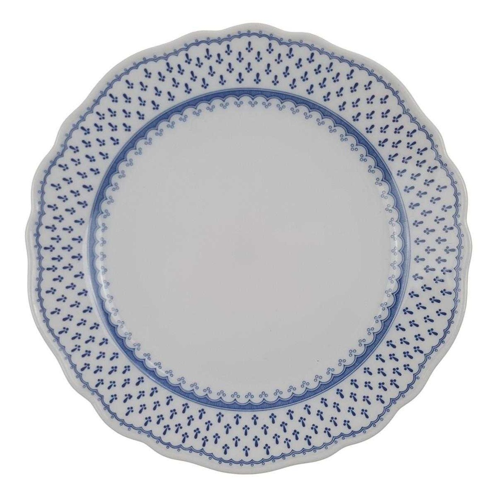 Kuchenteller Dessertteller 19,5 cm Hutschenreuther Maria Theresia blaue Bordüre Lilie gebraucht - gut