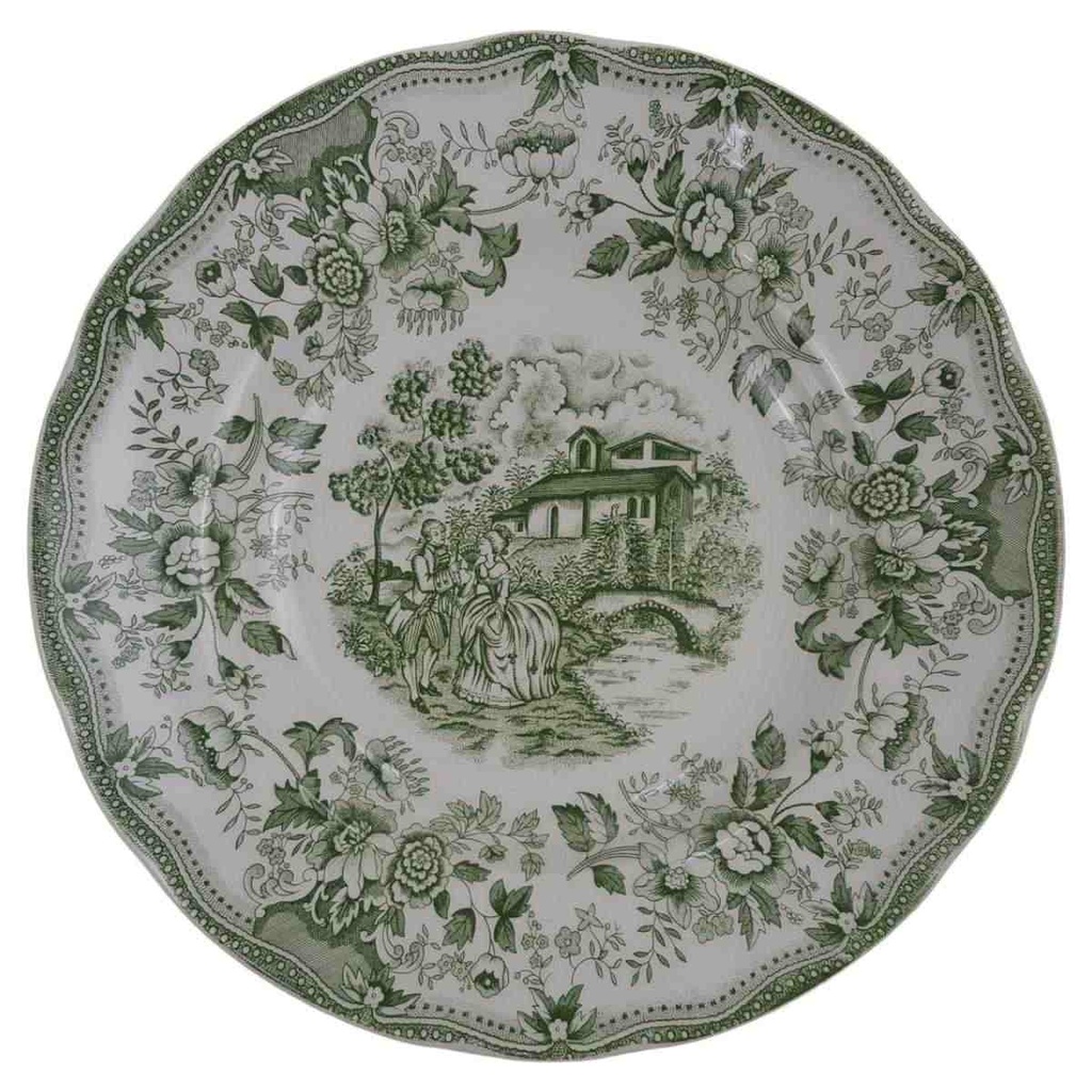 [98264] Suppenteller 24 cm English Ironstone Tableware (EIT) EIT England Motiv: Liebespaare Grün gebraucht - akzeptabel