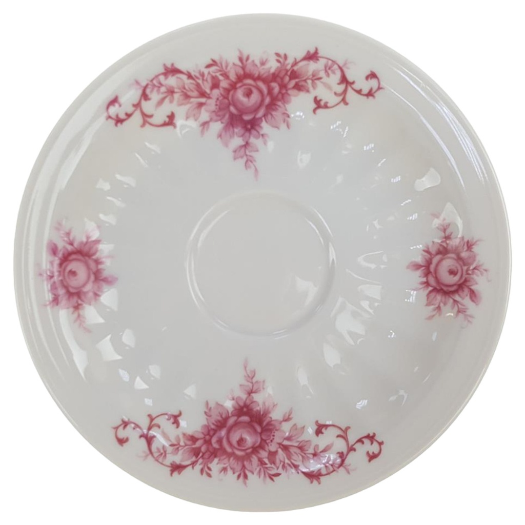 Untertasse für Kaffee 14,4 cm Seltmann Weiden Relief Pinke Blume gebraucht - sehr gut