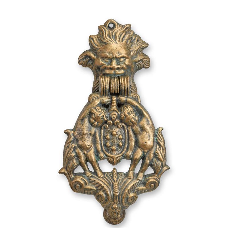 Wandglocke Türglocke Türklopfer Gusseisen Satyr und Putti