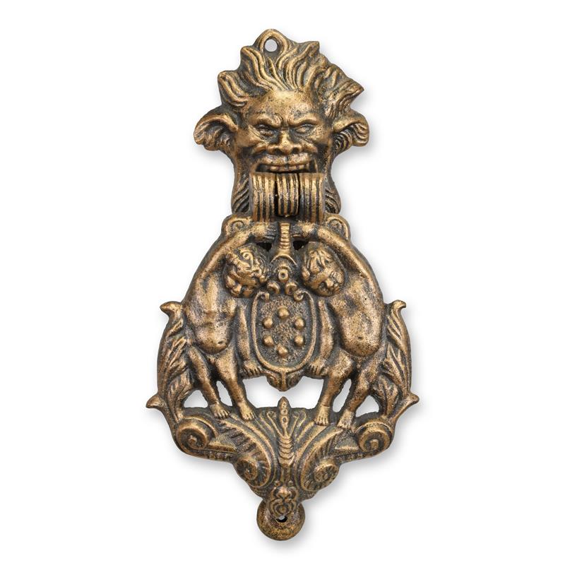 Wandglocke Türglocke Türklopfer Gusseisen Satyr und Putti
