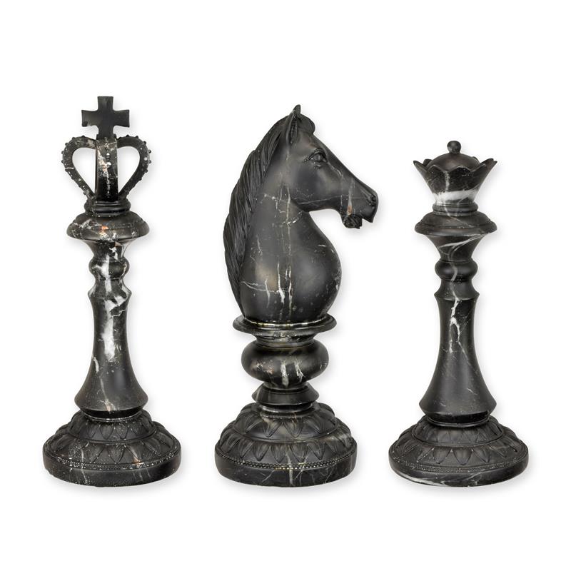 [LA-1817293] Schachfiguren Harz Marmoroptik 3er Set