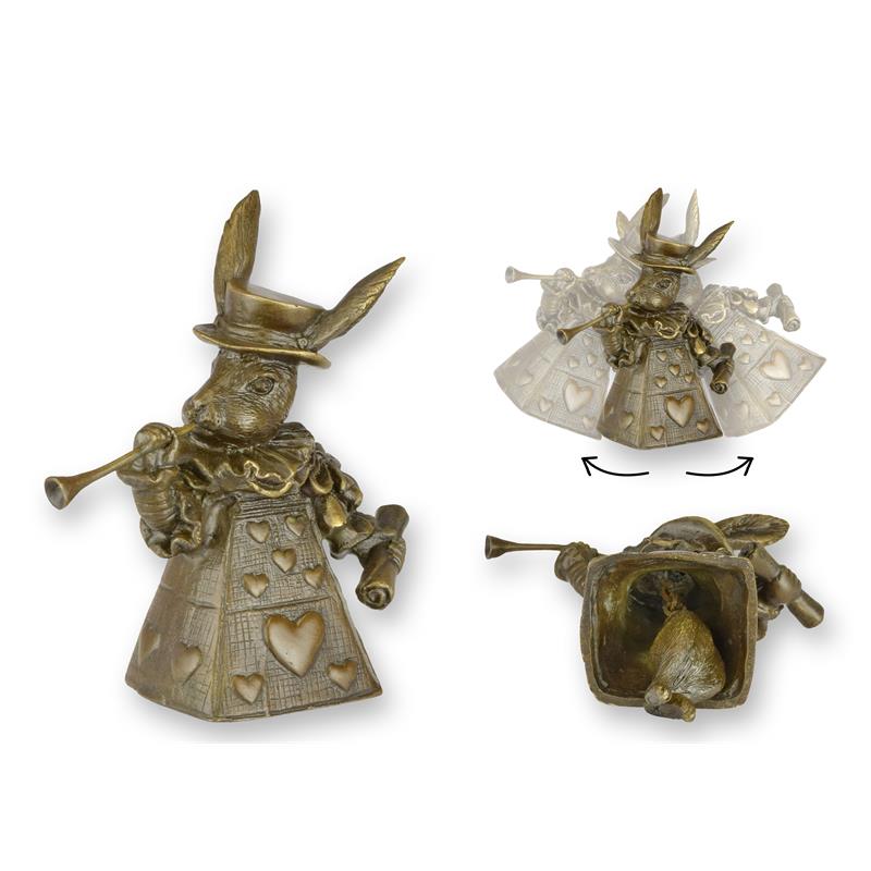Tischglocke Bronze Hase als Herzkönigin