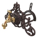 Schlauchhalter Gartenschlauchhalter Garten Gusseisen Braun rustikal #41478