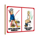 Holzschild 12x18 cm Bitte im Sitzen pinkeln Warnschild Hinweisschild