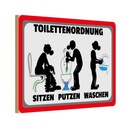 Holzschild 12x18 cm Toilettenordnung sitzen putzen Warnschild Hinweisschild