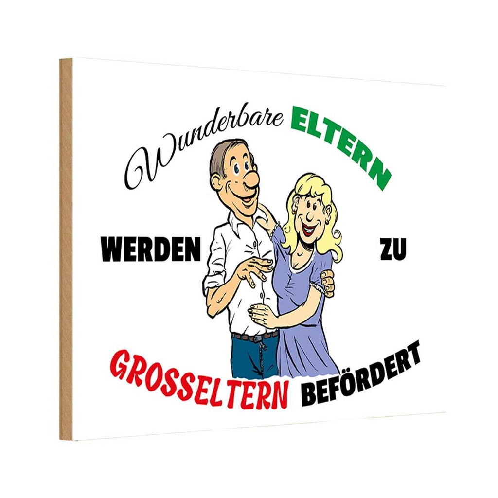 Holzschild 12x18 cm wunderbare Eltern werden Großeltern Familie Freunde
