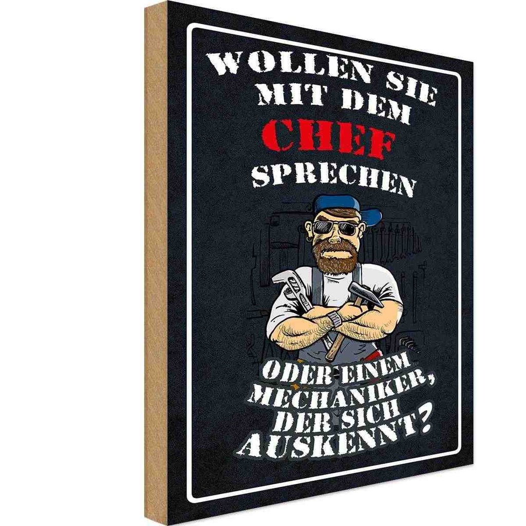Holzschild 18x12 cm Wollen Sie mit dem Chef sprechen Spruch Zitat