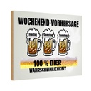 Holzschild 12x18 cm Alkohol Wochenend Vorhersage 100% Bier