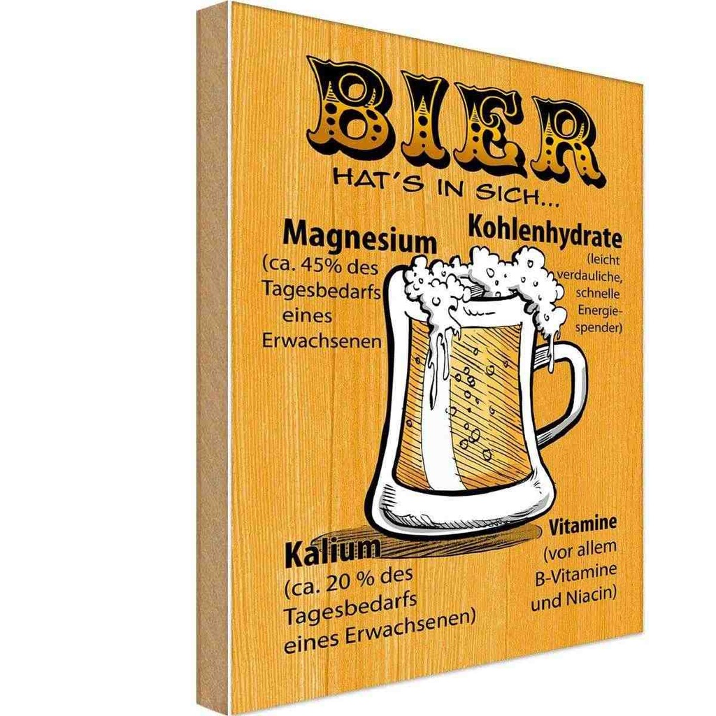Holzschild 18x12 cm Alkohol Bier hat's in sich Vitamine