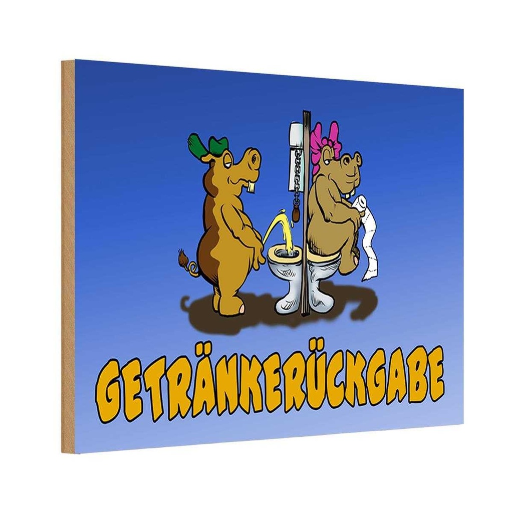 Holzschild 12x18 cm Getränkerückgabe Essen Trinken
