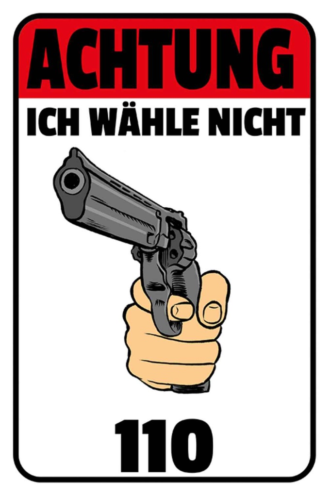 Holzschild 18x12 cm Achtung ich wähle nicht 110 Warnschild Hinweisschild