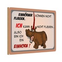 Holzschild 12x18 cm Tiere kann nicht fliegen bin Einhorn Tier Haustier