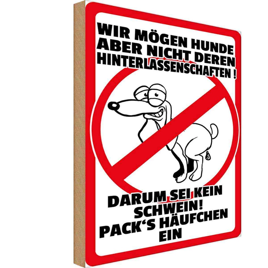 Holzschild 18x12 cm wir mögen keine Hundehäufchen Dekoration