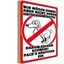 Holzschild 18x12 cm wir mögen keine Hundehäufchen Dekoration