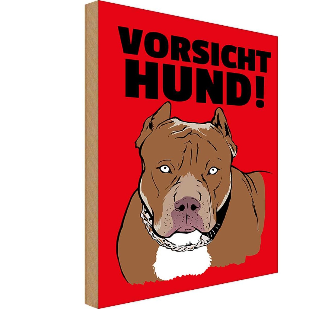 Holzschild 18x12 cm Vorsicht Hund Tier Haustier