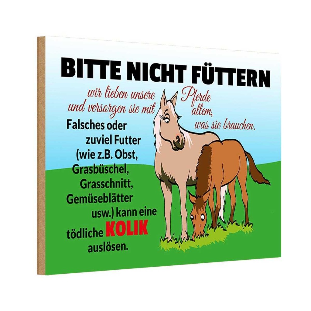 Holzschild 12x18 cm bitte nicht füttern Pferd Kolik