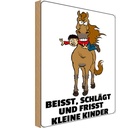 Holzschild 18x12 cm Pferd beisst frisst Kinder Tier Haustier