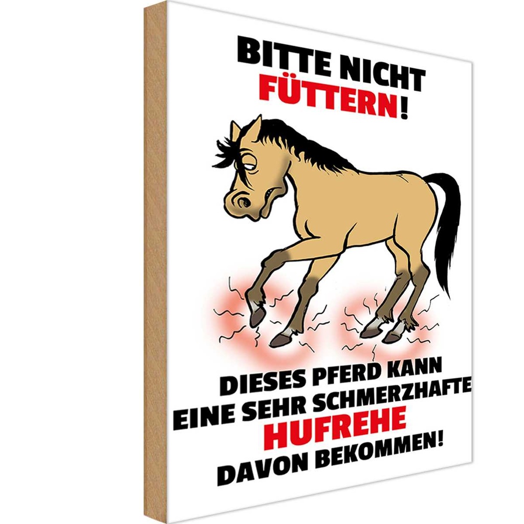 Holzschild 18x12 cm Pferd Bitte nicht füttern Hufrehe Warnschild Hinweisschild