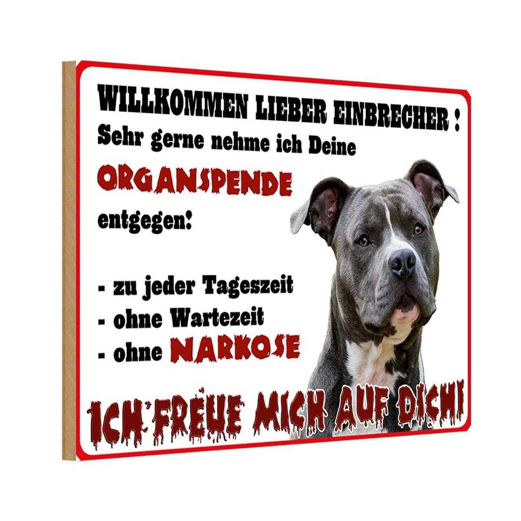 Holzschild 12x18 cm Hund Willkommen Einbrecher Tier Haustier