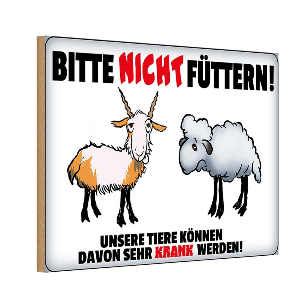 Holzschild 12x18 cm bitte nicht füttern Tiere krank