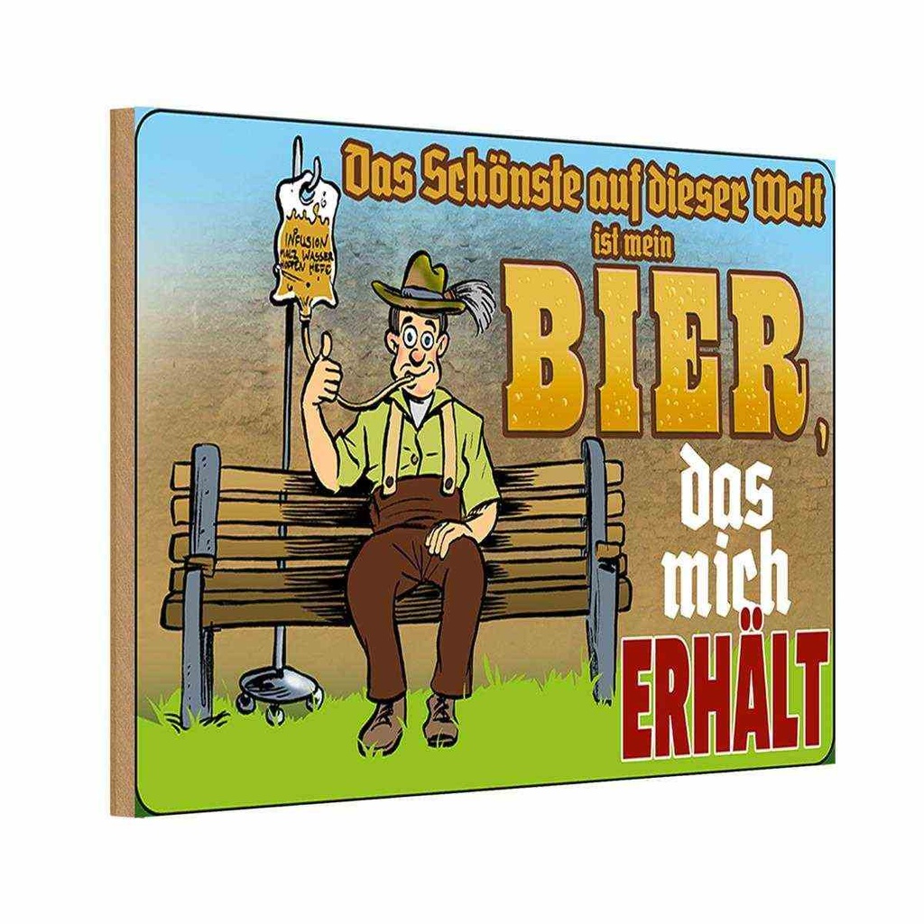 Holzschild 12x18 cm Alkohol Schönste auf dieser Welt Bier
