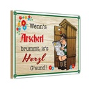 Holzschild 12x18 cm wenn's Arscherl brummt Dekoration