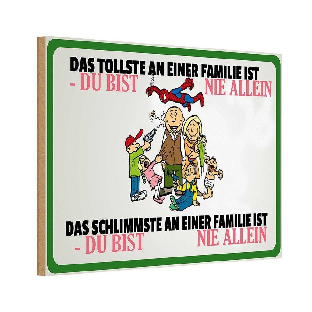 Holzschild 12x18 cm Familie du bist nie allein Freunde