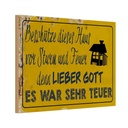 Holzschild 12x18 cm beschütze Haus vor Sturm Feuer