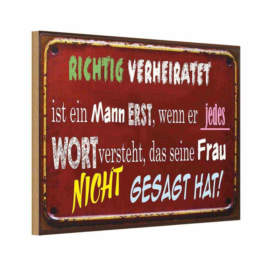 [LA-112321-1812-H] Holzschild 12x18 cm Achtung Verheiratet ist Mann Warnschild Hinweisschild