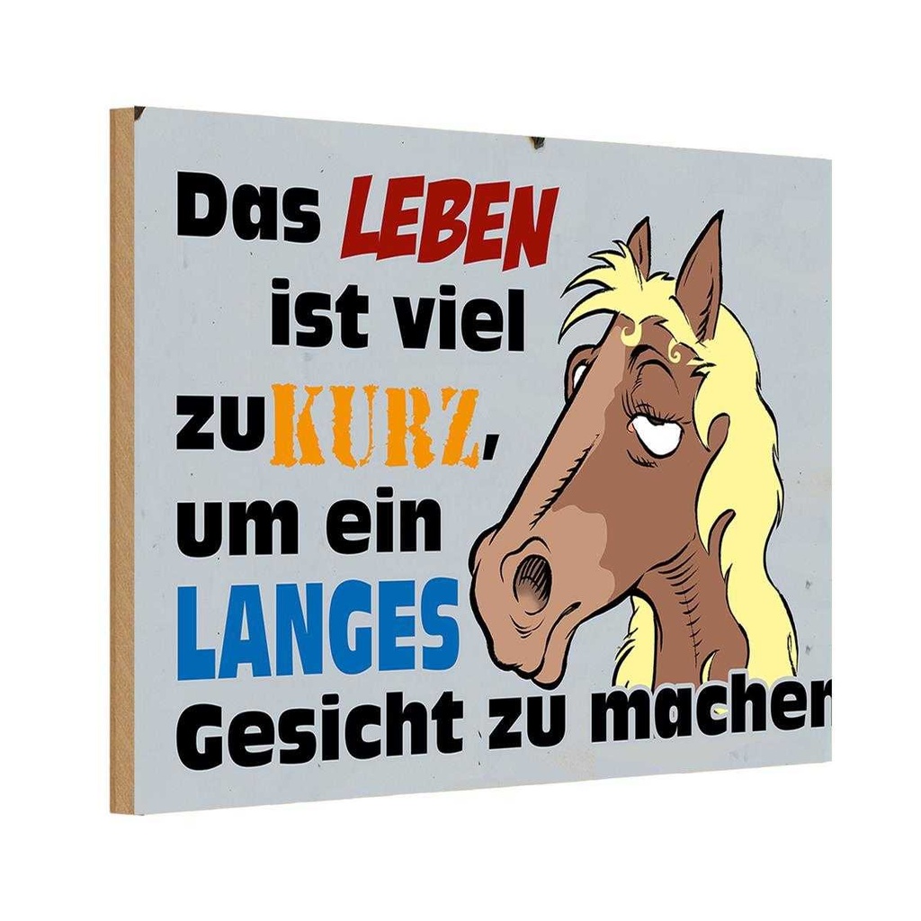 [LA-112333-1812-H] Holzschild 12x18 cm das Leben ist zu kurz um Pferd Tier Haustier
