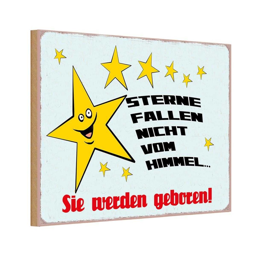 [LA-112337-1812-H] Holzschild 12x18 cm Sterne fallen nicht vom Himmel Spruch Zitat