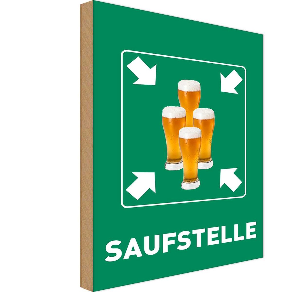 Holzschild 18x12 cm Alkohol Saufstelle Biergläser Bier