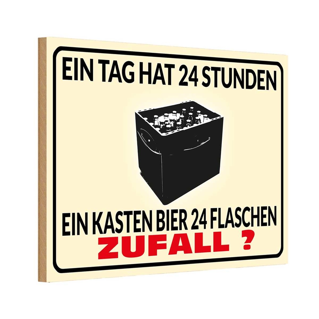 Holzschild 12x18 cm Alkohol ein Tag 24 Std Bier 24 Flaschen