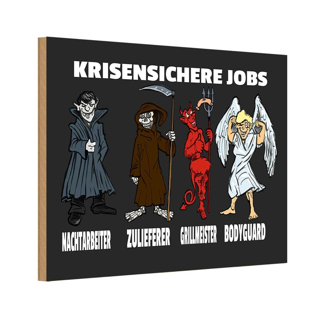 Holzschild 12x18 cm krisensichere Jobs Nachtarbeiter Beruf Arbeit