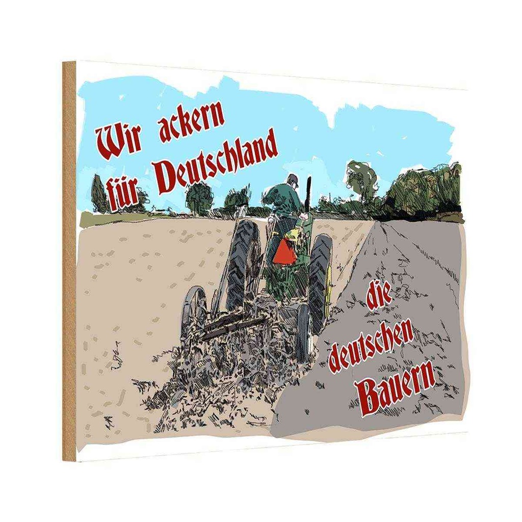 Holzschild 12x18 cm ackern für Deutschland Bauern