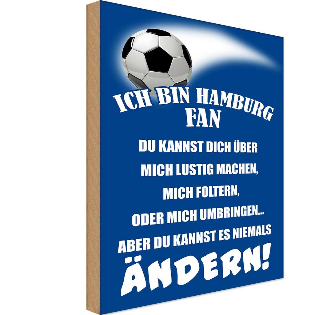 Holzschild 18x12 cm ich bin Hamburg Fan Fussball Sport Hobby