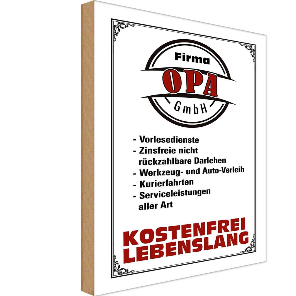 Holzschild 18x12 cm Firma Opa GmbH kostenfrei Oma
