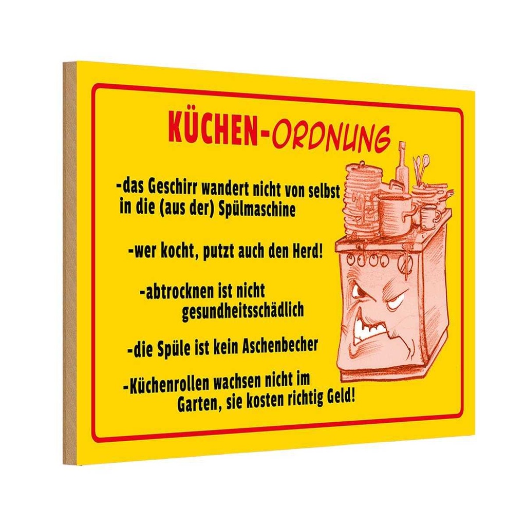 Holzschild 12x18 cm Küchen Ordnung Geschirr Spüle Küche Kochen