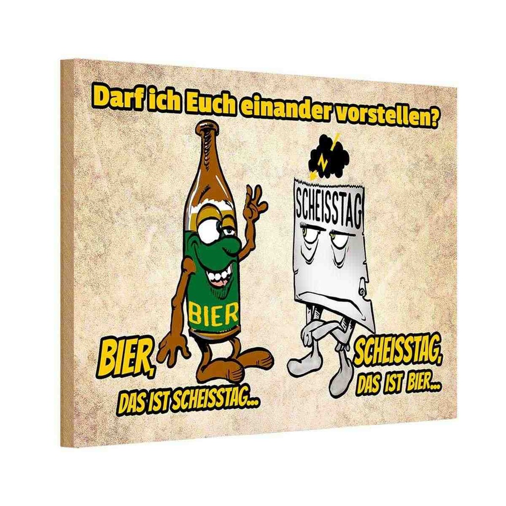 Holzschild 12x18 cm Alkohol darf ich euch vorstellen Bier
