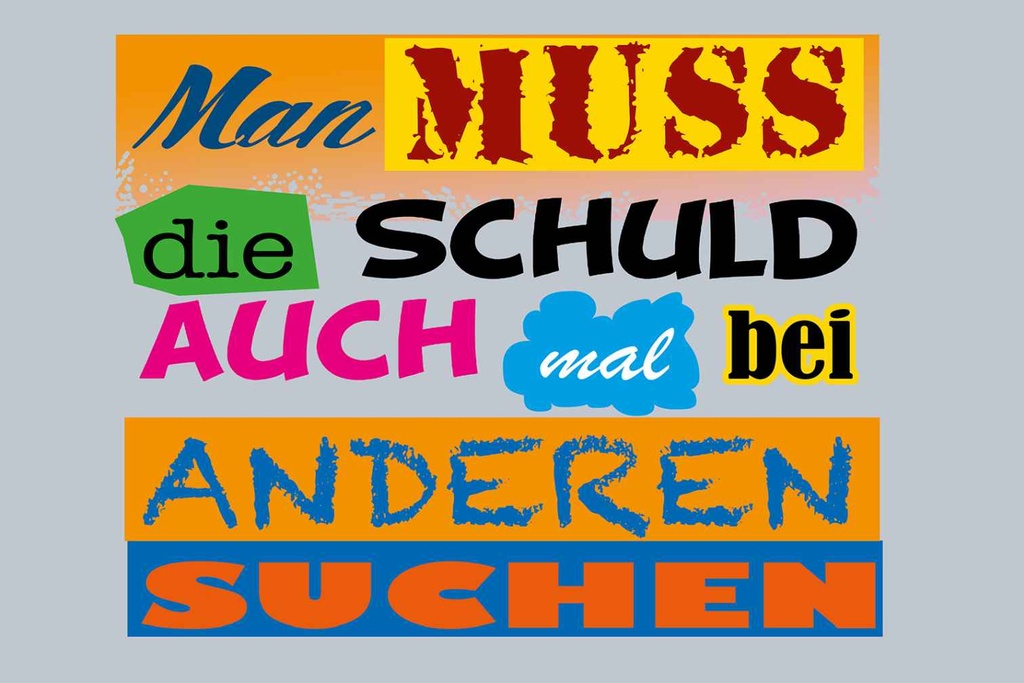 Holzschild 12x18 cm Man muss die Schuld auch mal bei Spruch Zitat