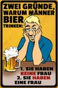 Holzschild 18x12 cm Gründe warum Männer Bier trinken Spruch Zitat