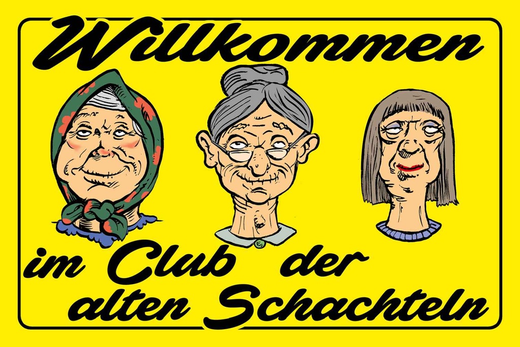 Holzschild 12x18 cm Club der alten Schachteln Oma Opa